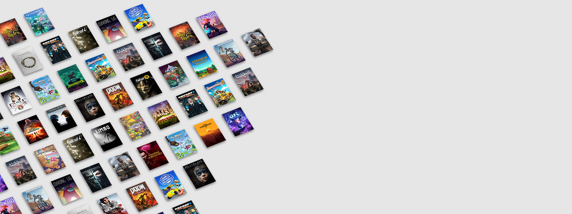 Game Pass Core カタログのゲームのパッケージがずらりと並んだ写真