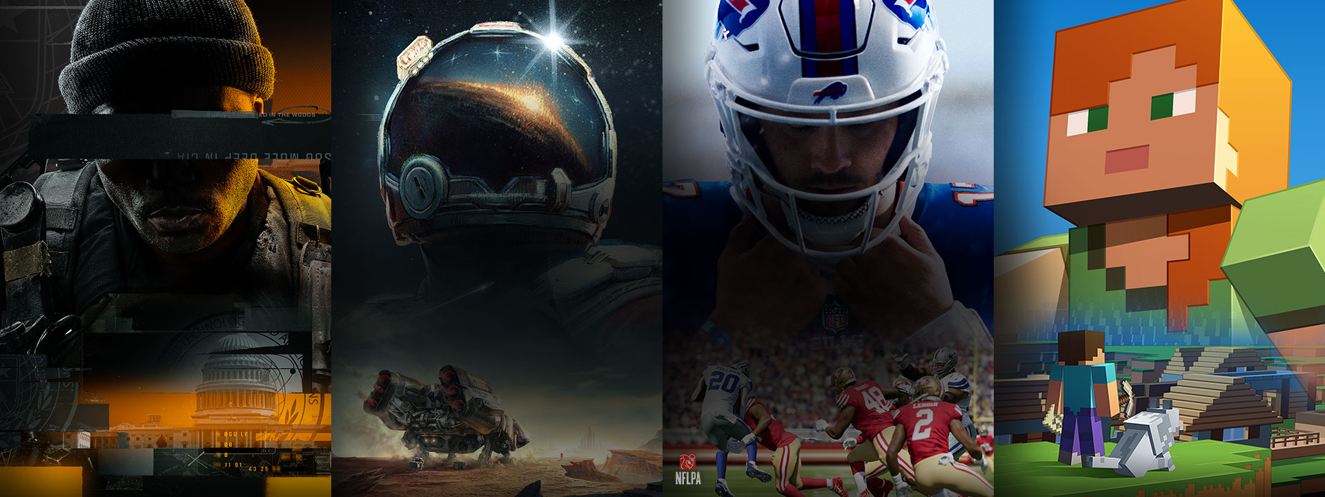 A selection of games available with Game Pass including Call of Duty - Black Ops 6, Starfield, Madden NFL 24, and Minecraft.